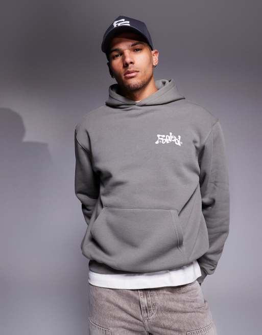 Sudadera verde oliva con capucha y logo efecto líquido en contraste estampado en la espalda de Faded Store, 2 de 5