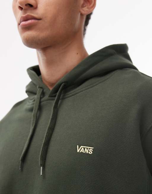 Sudadera verde oliva oscuro de corte suelto con capucha y logo en la parte izquierda del pecho de Vans, 5 de 5