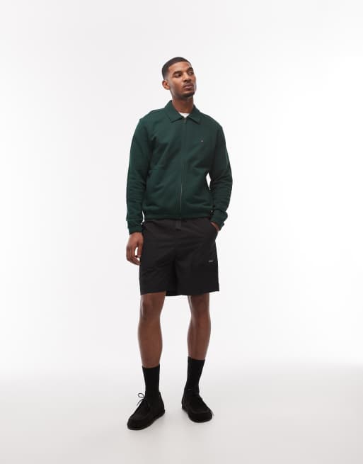 Sudadera verde oscuro básica con cremallera de tejido de rizo de Tommy Hilfiger, 2 de 5