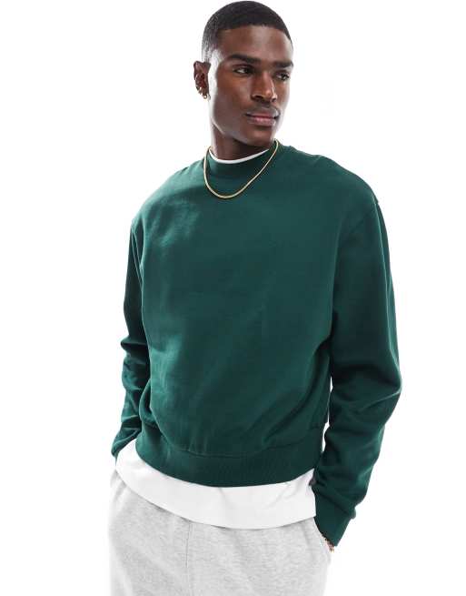 Sudadera verde oscuro básica de corte cuadrado extragrande de ASOS DESIGN