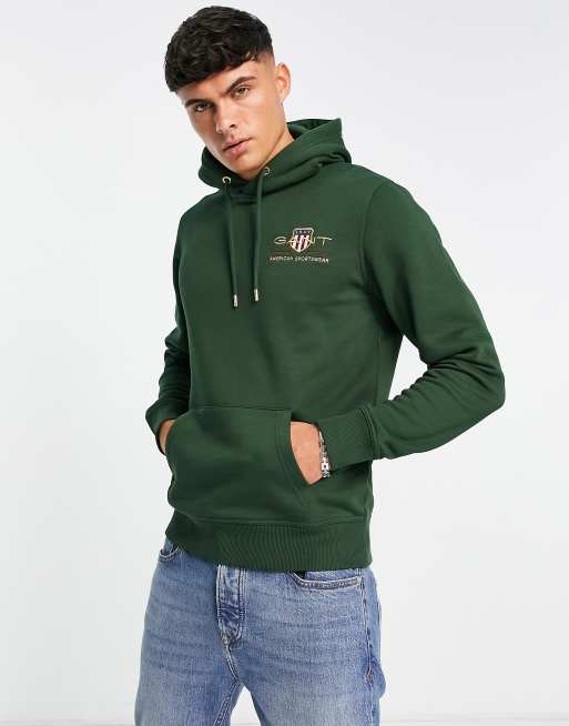 Sudadera verde oscuro con capucha y logo de escudo Medium Archive de GANT