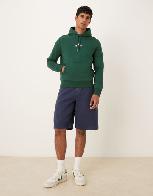 Sudadera verde oscuro con capucha y logo de texto central de punto doble de Polo Ralph Lauren, 2 de 5