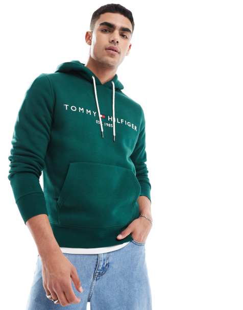 Sudadera verde oscuro con capucha y logo de Tommy Hilfiger - view 1
