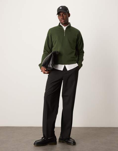 Sudadera verde oscuro con cuello alzado y cremallera corta de New Look - view 1