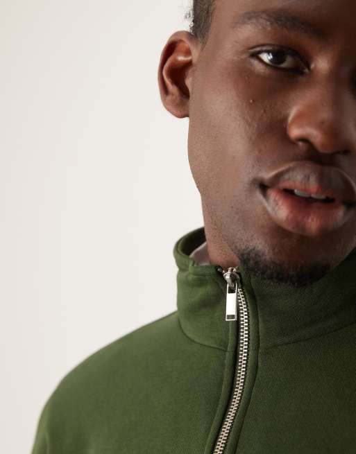 Sudadera verde oscuro con cuello alzado y cremallera corta de New Look, 3 de 4