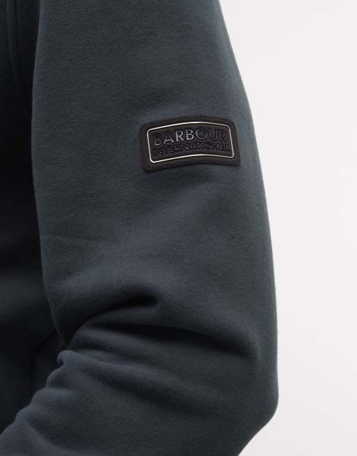 Sudadera verde oscuro con media cremallera y logo Ehan de Barbour International, 3 de 5