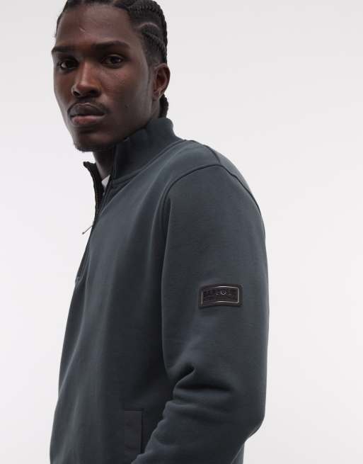Sudadera verde oscuro con media cremallera y logo Ehan de Barbour International, 5 de 5