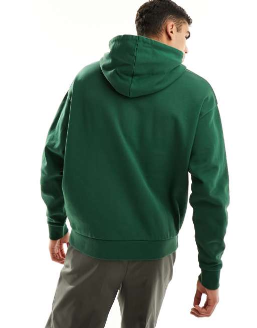 Sudadera verde oscuro extragrande con capucha y estampado fotogr fico de exterior y bordado en la manga de ASOS DESIGN