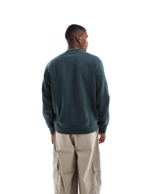Sudadera verde oscuro extragrande con cuello redondo de tejido grueso de 400 g/m2 de Jack & Jones, 4 de 4