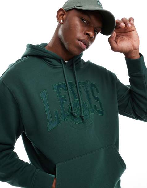 Sudadera verde oscuro holgada con capucha, logo a tono y aplicación universitaria de Levi's - view 1