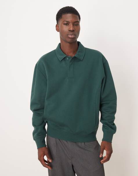 Sudadera verde oscuro holgada con cuello tipo polo de ASOS DESIGN - view 1
