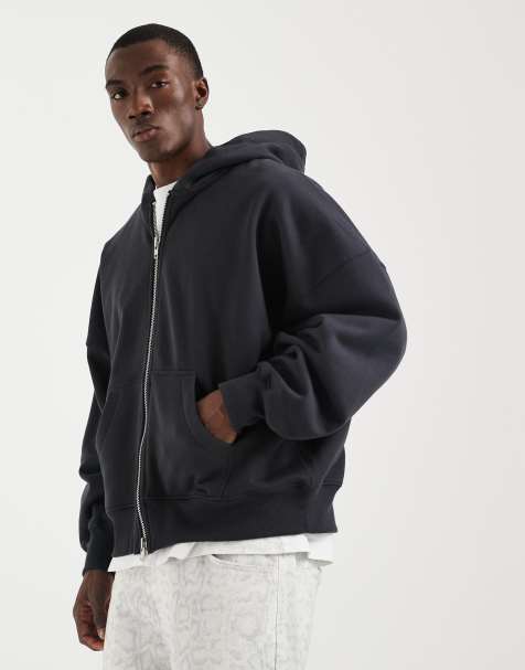 Sudadera verde oscuro ultragrande con capucha y cremallera de tejido grueso de 400 g/m² premium de ASOS DESIGN - view 1