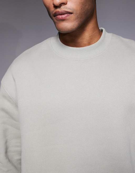 Sudadera verde salvia extragrande de tejido grueso de 400 g/m² premium de ASOS DESIGN (parte de un conjunto), 3 de 5