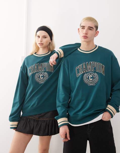 Sudadera verde unisex con cuello redondo y diseño universitario de Champion - view 1