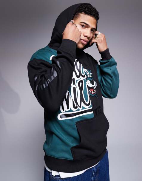 Sudadera verde y negra multicolor con capucha y estampado color block "Heavy Hitters" de tejido de 320 g/m2 de Cheats & Thieves - view 1
