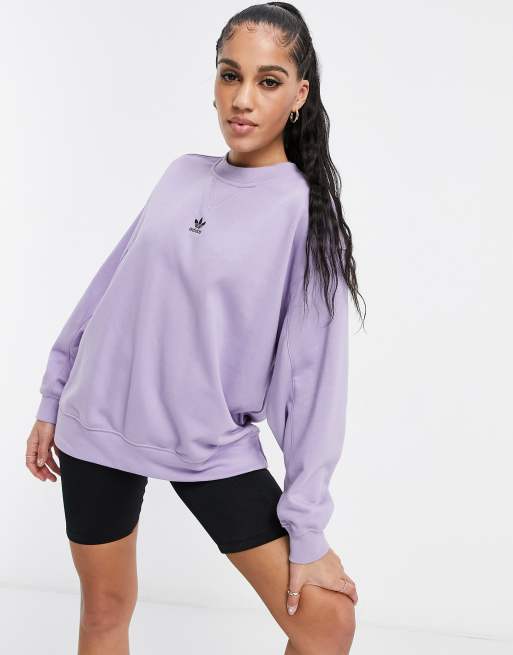 Sudadera violeta básica con logo de trébol de adidas Originals