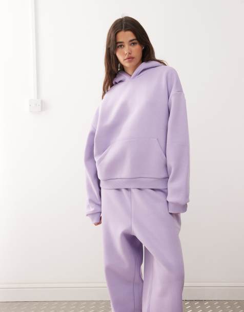 Sudadera violeta de corte cuadrado con capucha de tejido grueso de COLLUSION - view 1