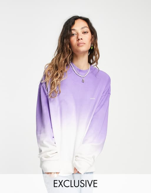 Sudadera violeta extragrande con diseño degradado de felpa del revés de COLLUSION Unisex (parte de un conjunto)