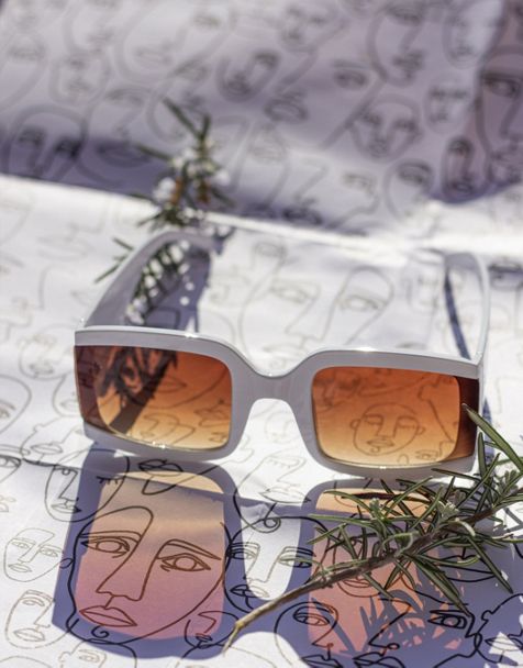 logo-embellished rectangle-frame sunglasses
