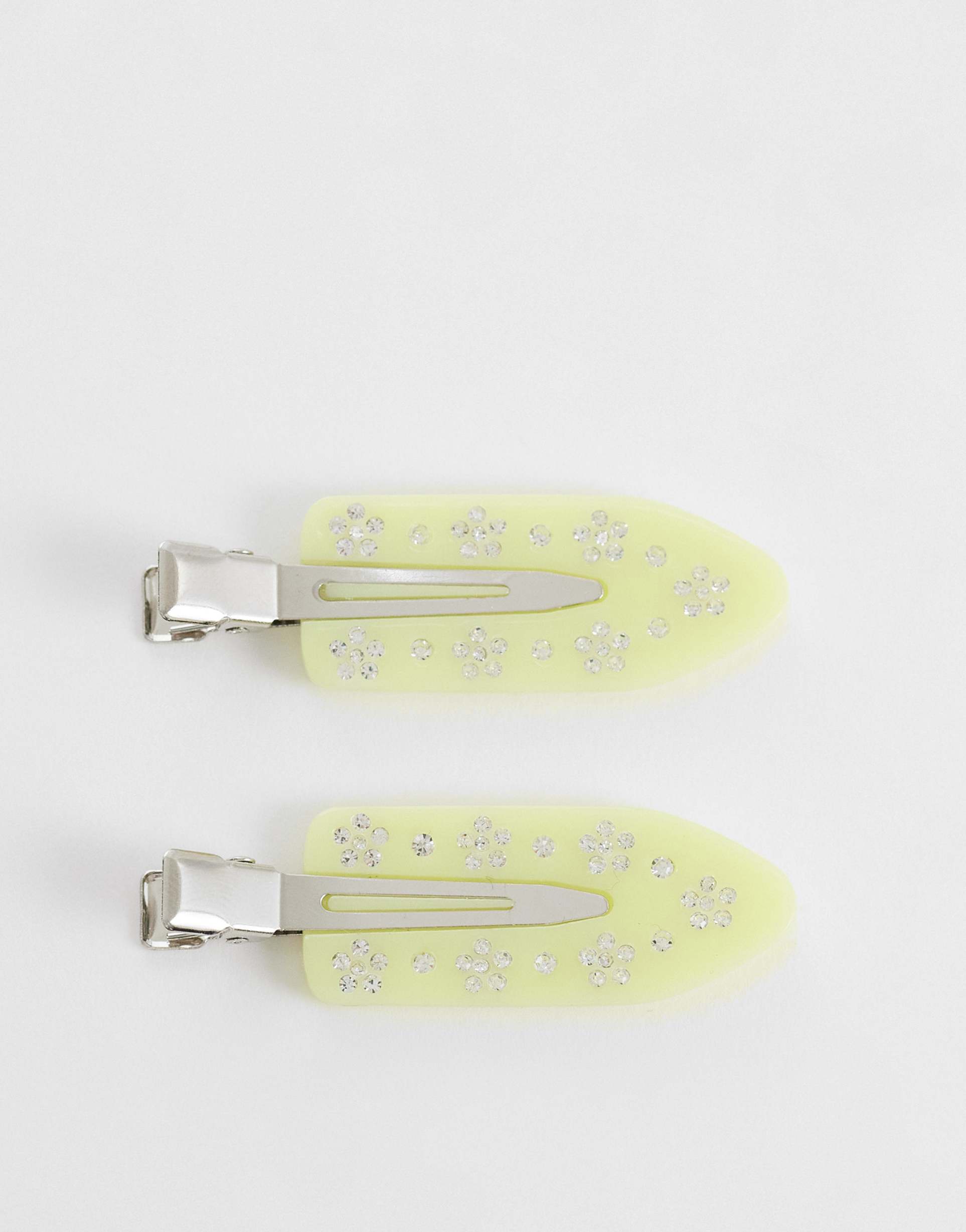 sui ava 2 pack flower crystal hair clip in green