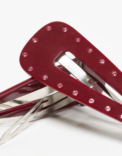 Sui Ava 2 pack glow up buckle hair clip in burgundy, 2 of 3