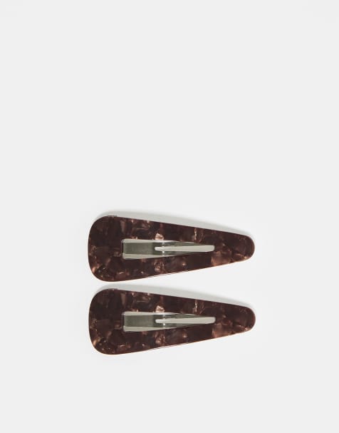Sui Ava 2 pack hair clips in chocolate brown - view 1