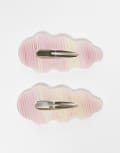 [Sui Ava] Sui Ava 2 pack Viola wavy buckle hair clips in pink-Multi No Size Pink
