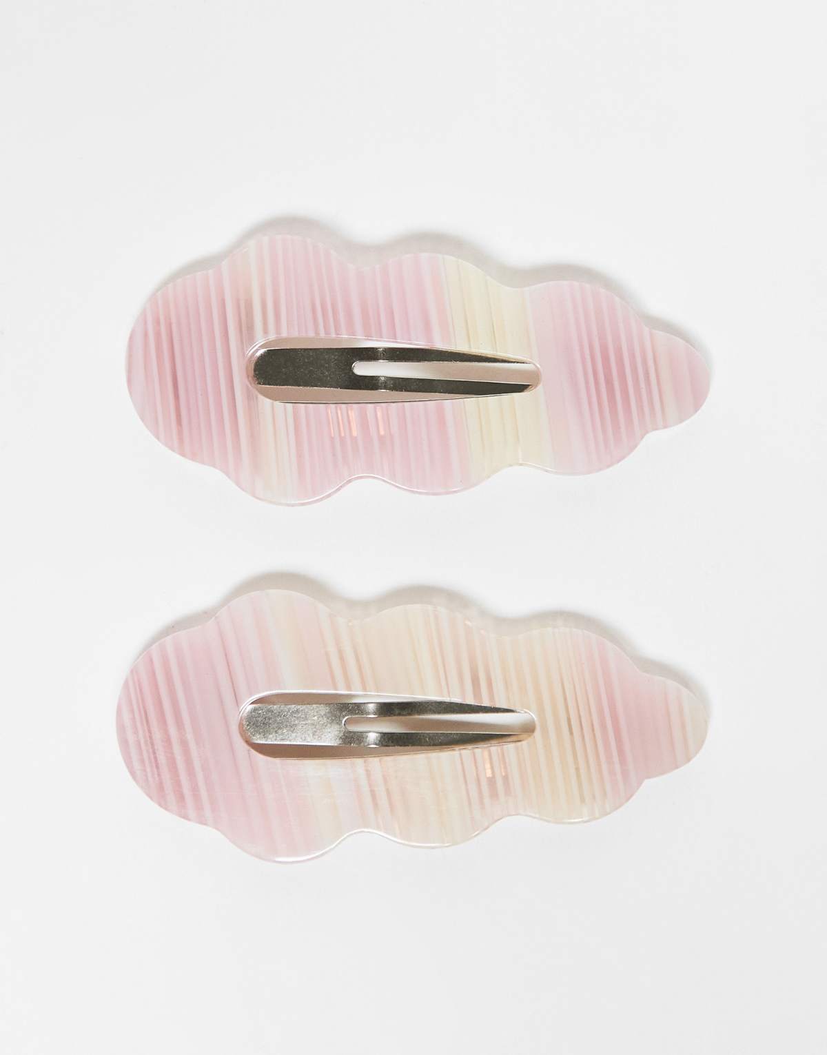 Sui Ava 2 pack Viola wavy buckle hair clips in pink