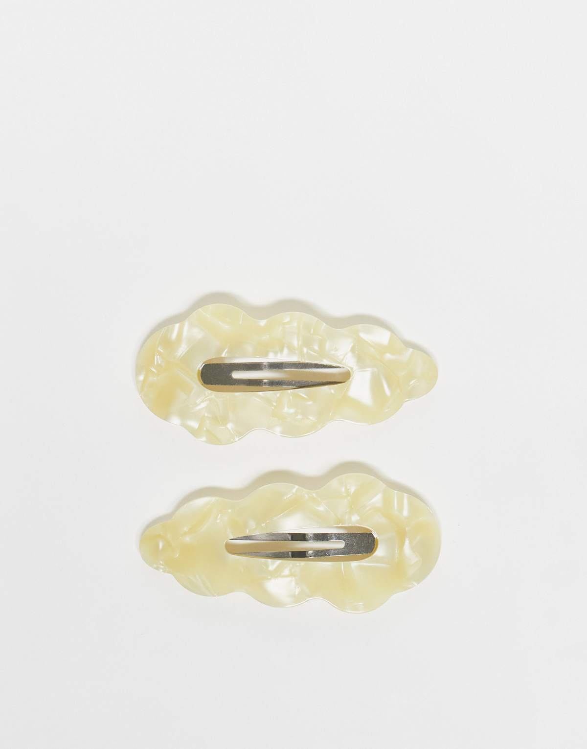 Sui Ava 2 pack wavy  buckle hair clips in yellow marble