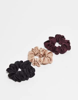 Sui Ava Sui Ava 3 pack ruched ribbon hair scrunchies in multi