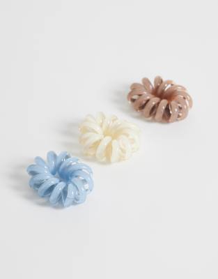 Sui Ava - 3er-Pack elastische Scrunchie-Haargummis in verschiedenen Farben mit U-Form-Bunt