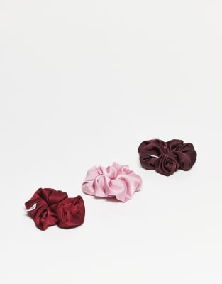 Sui Ava - 3er-Pack Scrunchie-Haarbänder in verschiedenen Farben-Bunt