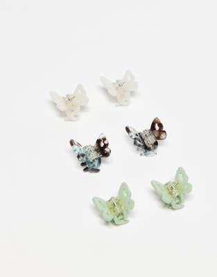 Sui Ava - 6er-Pack kleine Schmetterlings-Haarklammern in verschiedenen Farben-Bunt