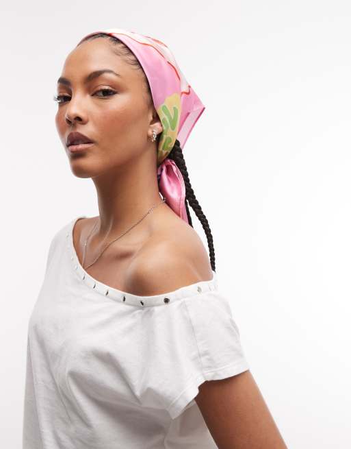 Sui Ava – All the Vibes – Rosa, vykortsmönstrat huvudsjal, 3 av 3