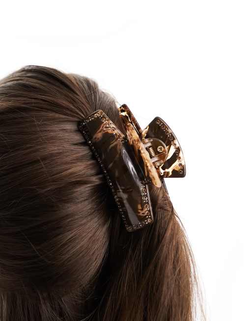 SUI AVA - Anna - Pinza per capelli marrone con strass