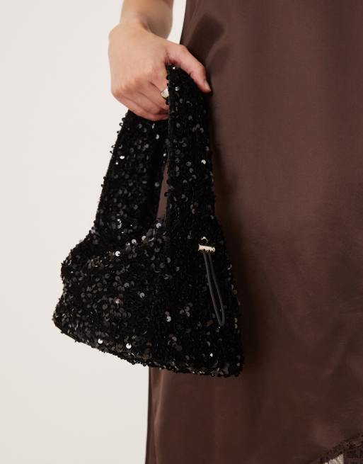Sui Ava anne sequins drawstring bag in black, 2 of 4