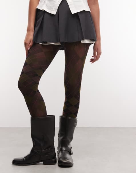 Sui Ava argyle tights in browns - view 1
