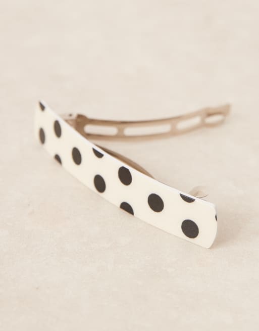 Sui Ava - Barrette à cheveux classique à pois - Noir et blanc, 2 de 3