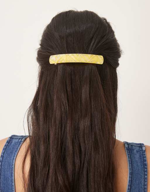 Sui Ava - Barrette à cheveux classique effet marbré - Jaune