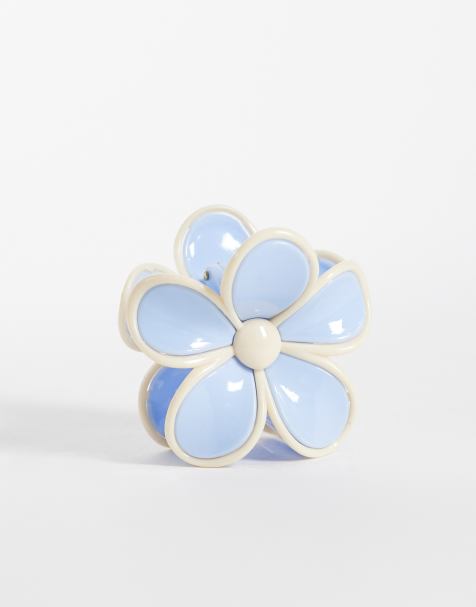 Sui Ava – Blå, stor hårklämma med blomdesign - view 1