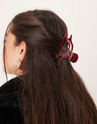 Sui Ava Sui Ava Bow Elegance big hair claw in burgundy-Red