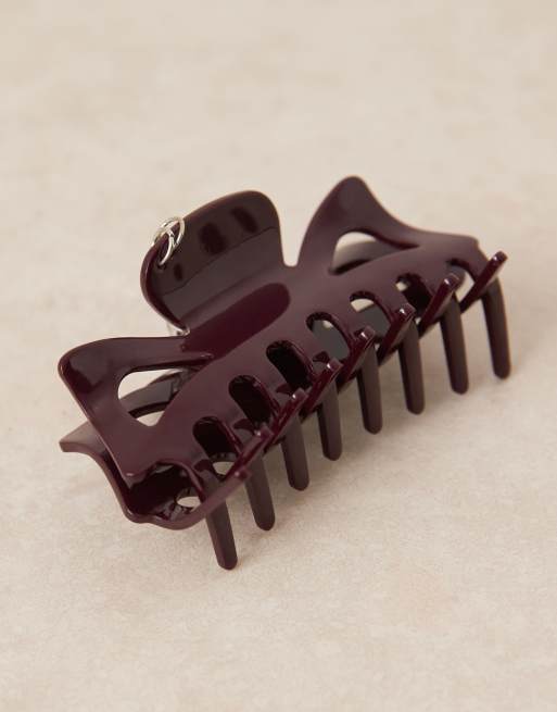 Sui Ava bow pierced large hair claw clip in burgundy, 3 of 3