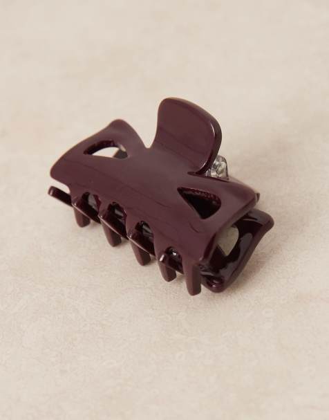 Sui Ava bow sesame mini hair claw clip in burgundy - view 1