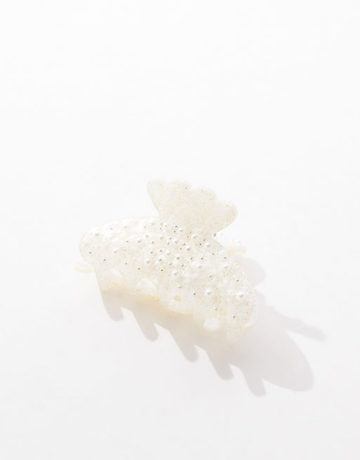 SUI AVA bridal mini pearl hair claw clip in white, 2 of 4