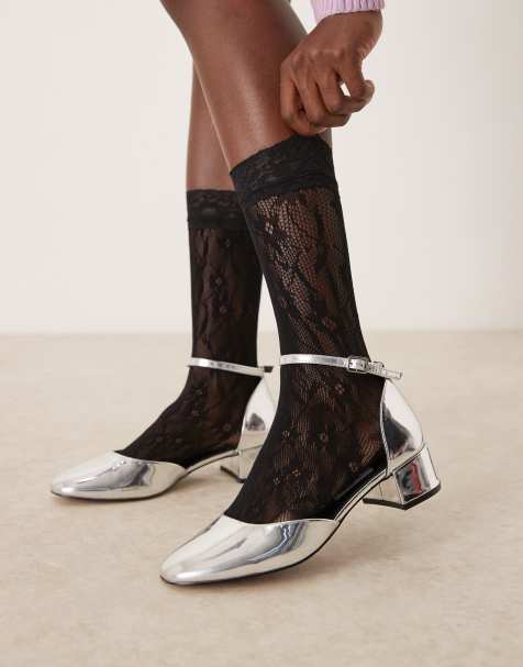 Sui Ava - Chaussettes en dentelle à fleurs - Noir - view 1