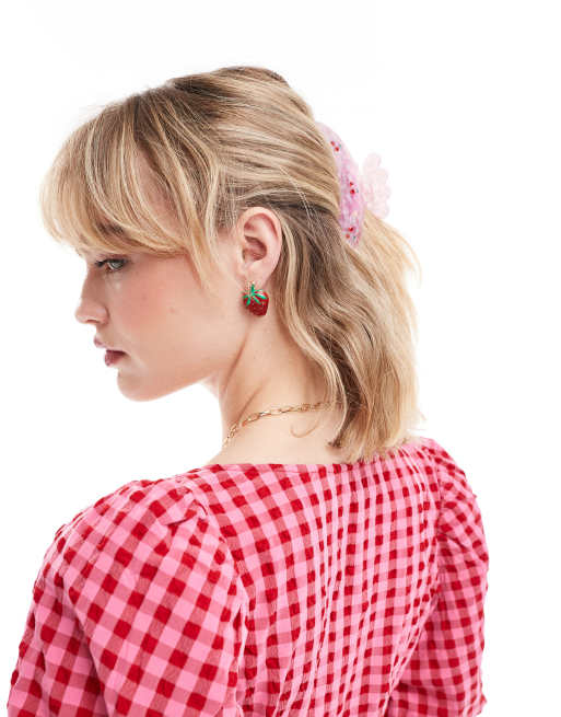 SUI AVA – Cherry Up – Verzierte, große Haarklammer in Rosa mit Kirschdetails , 4 von 4