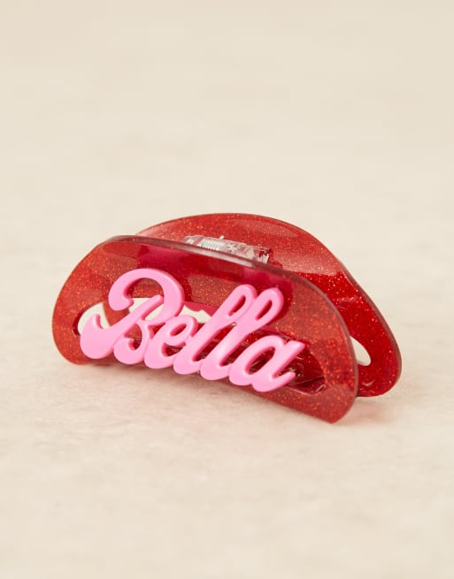 Sui Ava Ciao Bella slogan sparkle medium hair claw in red, 3 of 3