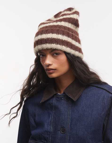 Sui Ava Clara beanie in brown stripe - view 1