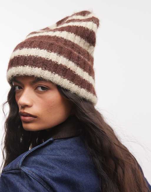 Sui Ava Clara beanie in brown stripe, 2 of 3