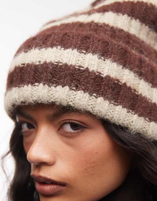 Sui Ava Clara beanie in brown stripe, 3 of 3